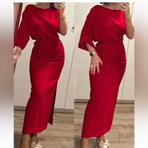 ZARA LONG BELTED DRESS